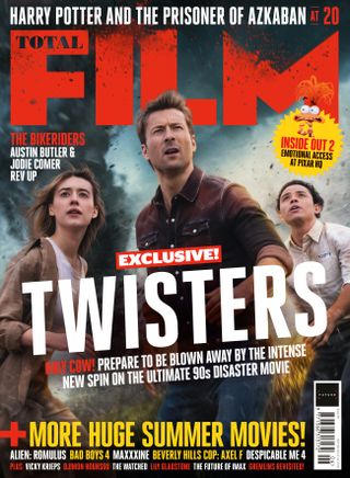 Glen Powell, Daisy Edgar-Jones and Anthony Ramos on the newsstand cover of Total Film's Twisters issue