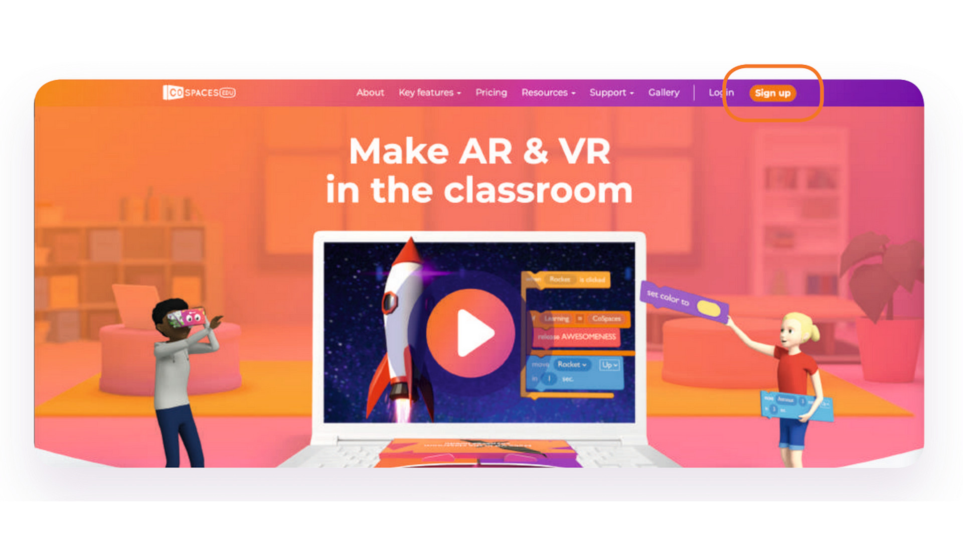 CoSpaces Edu virtual characters using VR and AR