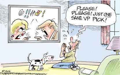 Political cartoon U.S. Hillary Clinton Donald Trump VP