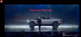 Elon Musk unveils Tesla's new Cybertruck on Nov. 21, 2019.