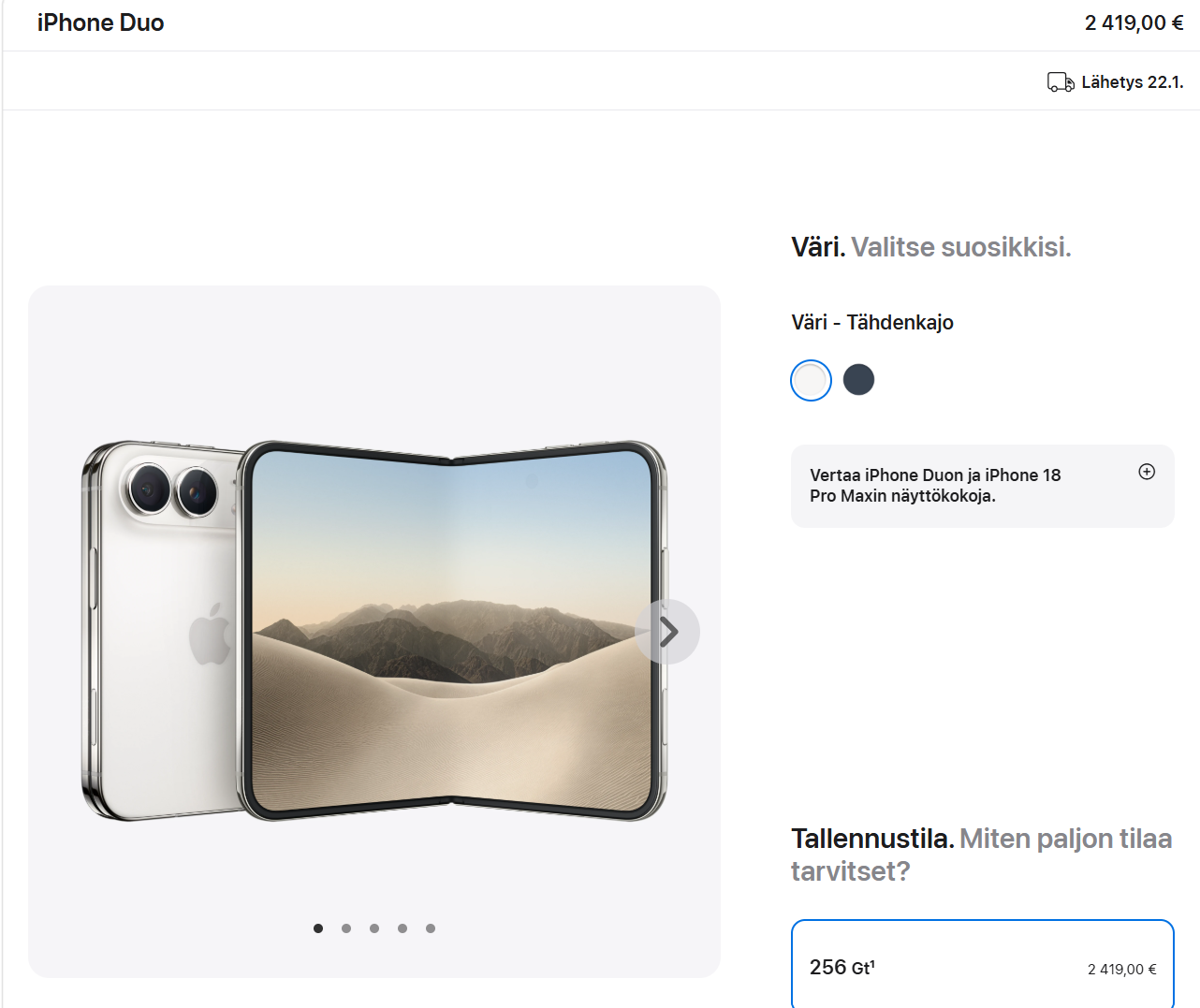 iPhone Duo shipping estimate in Finland