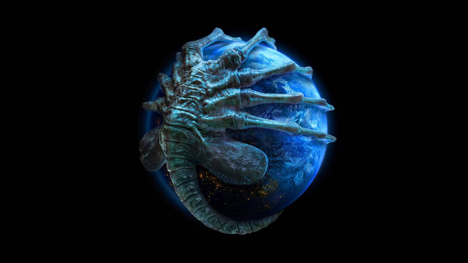 A face-hugger wrapped around the Earth.