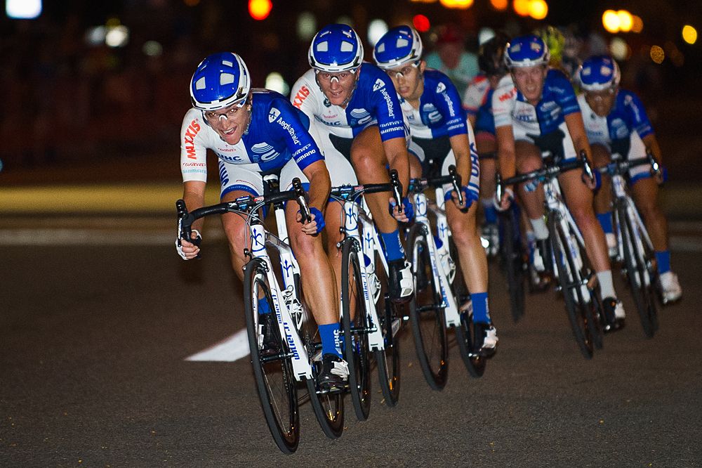 Cari Higgins driving the UHC train during the final lap of the women's race to deliver a 1-2-3 UHC punch at the finish.
