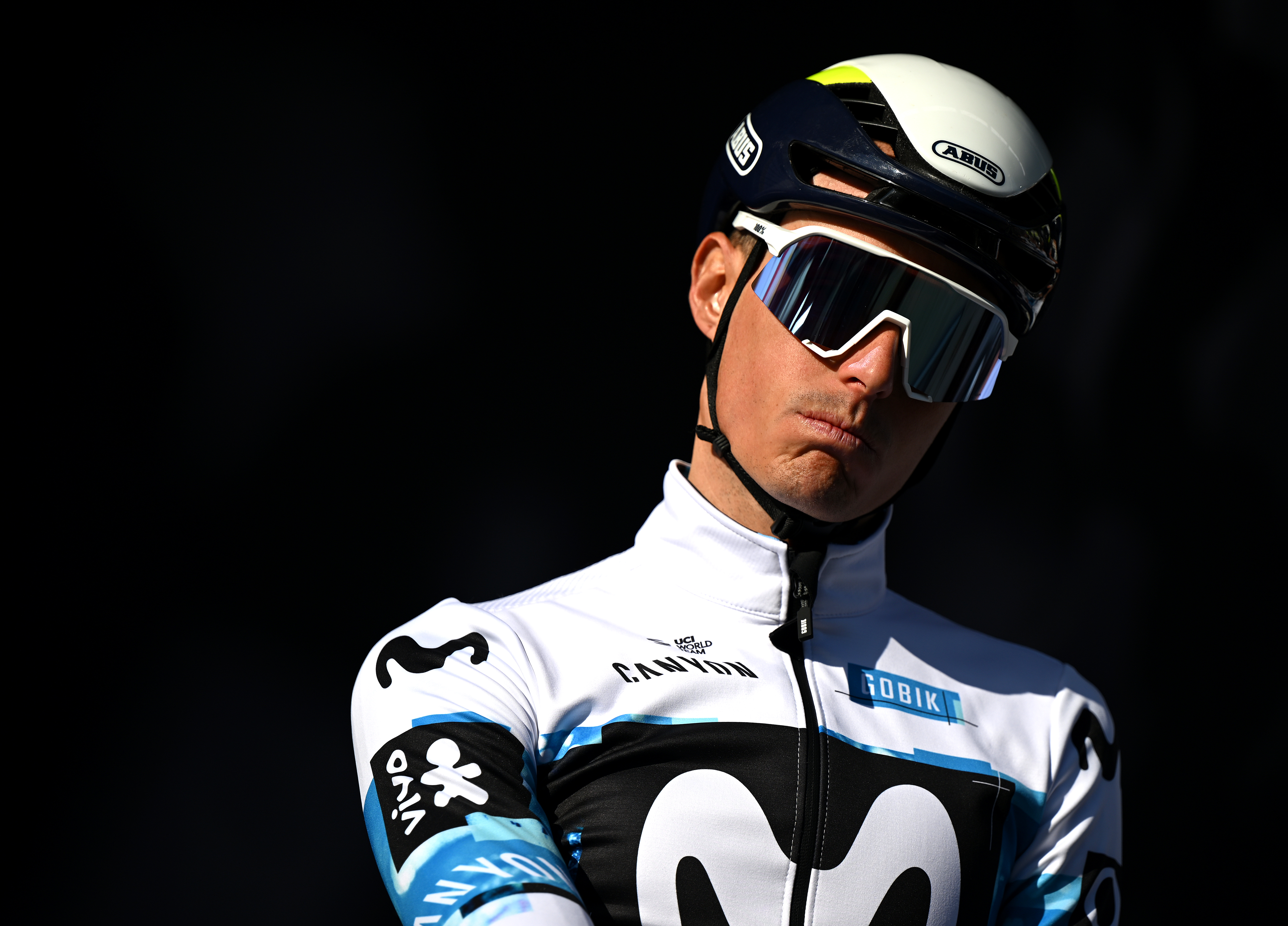 LIEGE, BELGIUM - APRIL 27: Enric Mas of Spain and Team Movistar prior to the 111st Liege - Bastogne - Liege 2025 a 252km one day race from Liege to Liege / #UCIWT / on April 27, 2025 in Liege, Belgium. (Photo by Dario Belingheri/Getty Images)