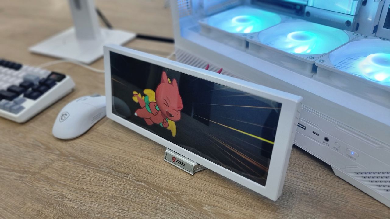 The MAG Vision Lite 12 display, positioned on its stand