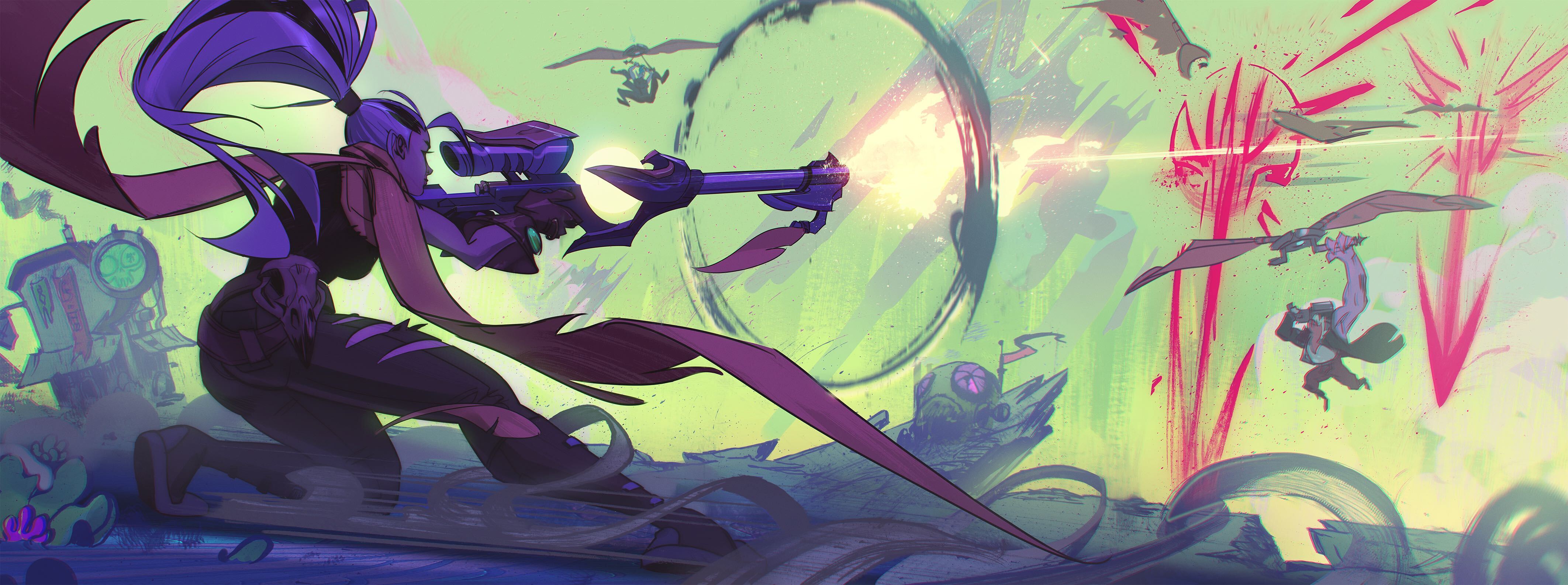 Colorful and fantastical heroes fight with guns and swords in concept art for Project Loki from Theorycraft Games.
