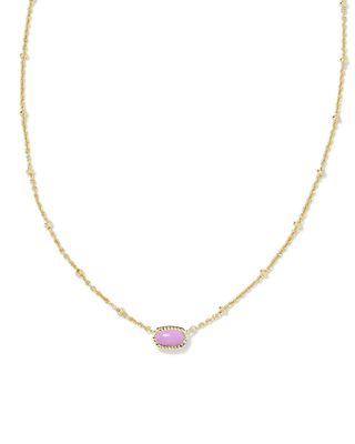 Mini Elisa Gold Satellite Short Pendant Necklace in Fuchsia Magnesite