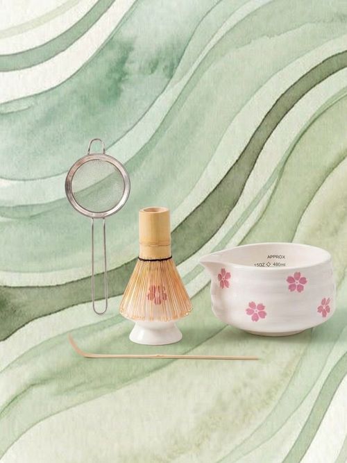 Dainty Flower Ceramic Matcha Set