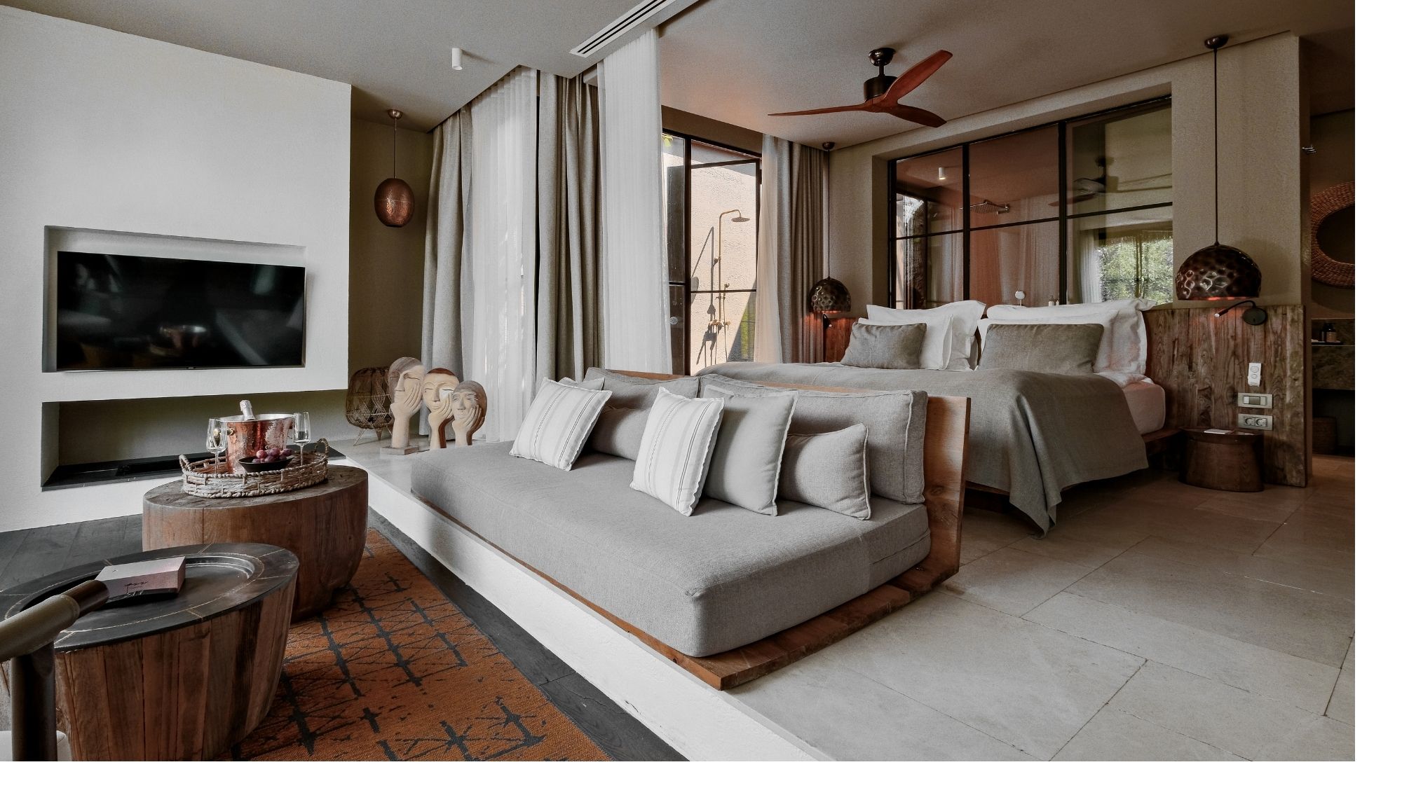 Inside the guest rooms at Yazz Collective on T&amp;uuml;rkiye&amp;rsquo;s Turquoise Coast, featuring contemporary interiors and natural materials.