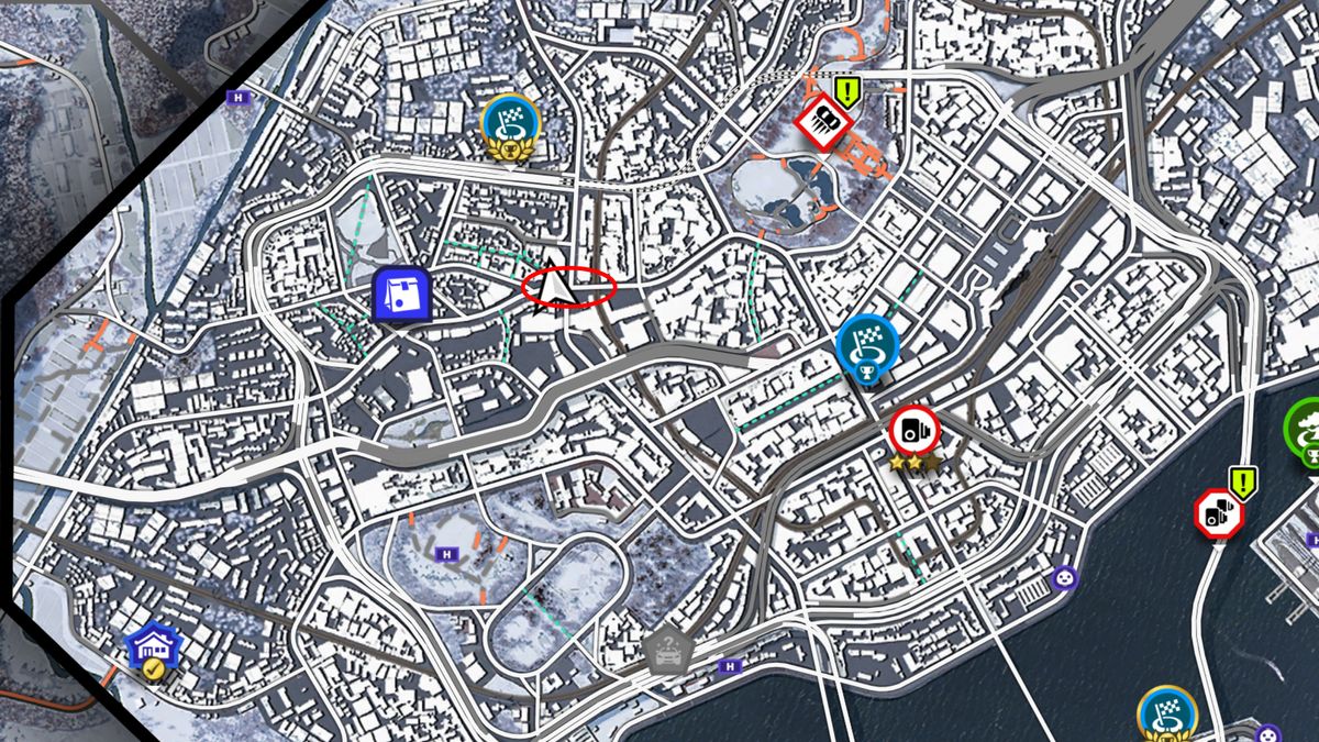 Forza Horizon 6 Shibuya Crossing Tokyo Drift: A map of Tokyo City with a red circle highlighting the location of the crossing.