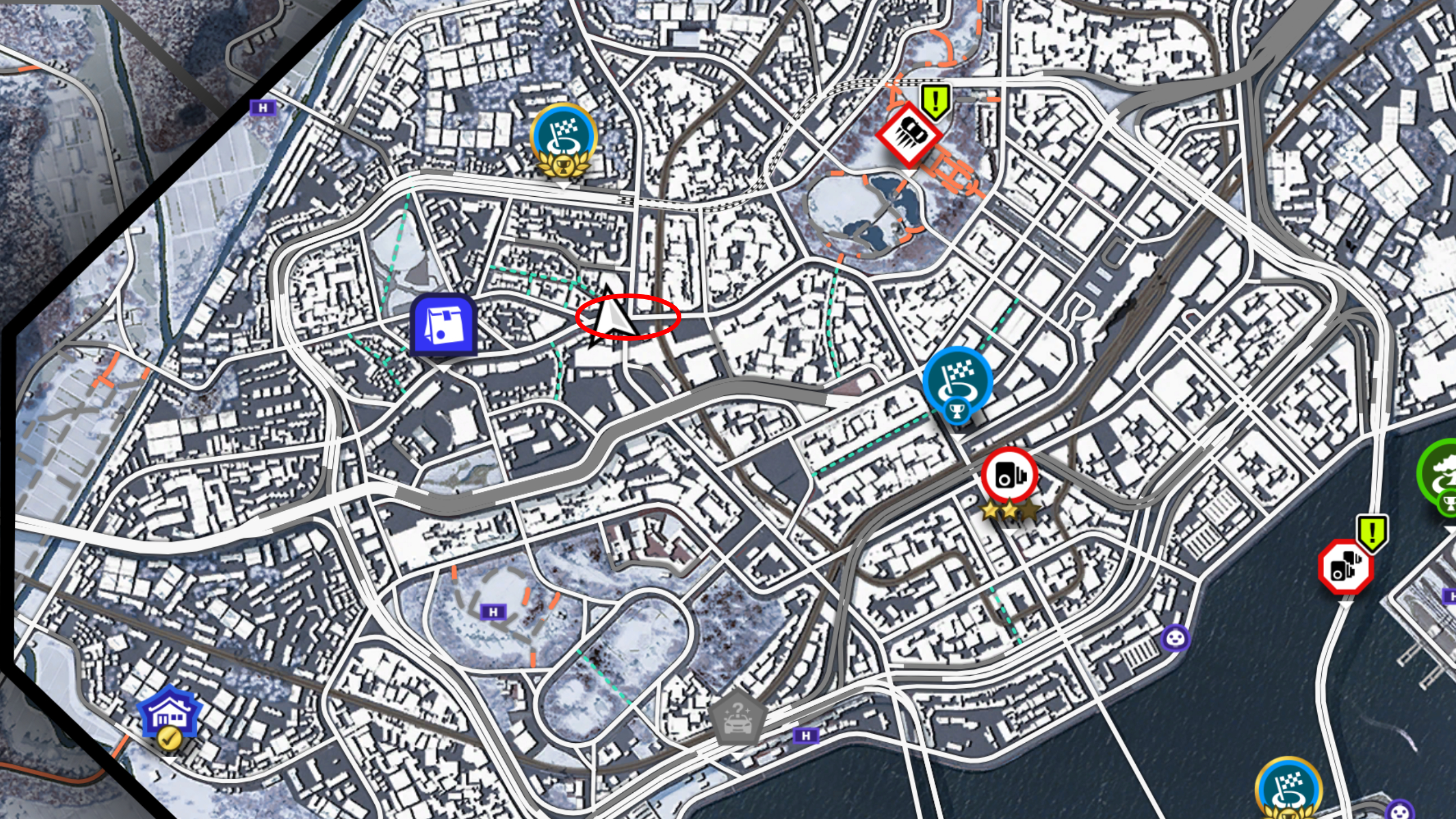 Forza Horizon 6 Shibuya Crossing Tokyo Drift: A map of Tokyo City with a red circle highlighting the location of the crossing.
