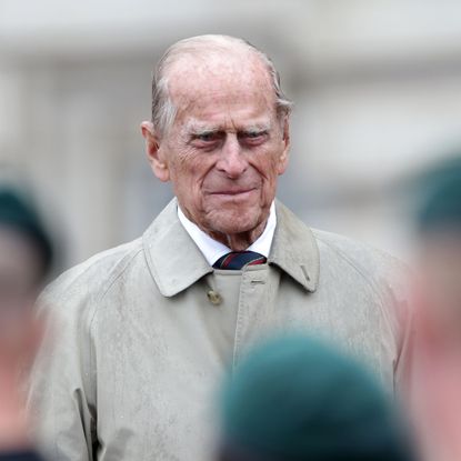 london, england august 2 prince philip, duke of edinburgh in his role as captain general, royal marines, makes his final individual public engagement as he attends a parade to mark the finale of the 1664 global challenge, on the buckingham palace forecourt on august 2, 2017 in london, england photo by yui mok wpa poolgetty images