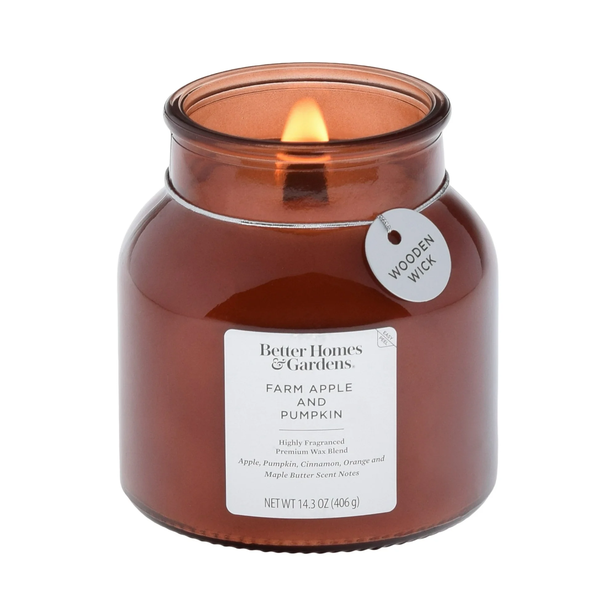 Better Homes & Gardens Farm Apple Pumpkin Scented Wooden Wick Candle