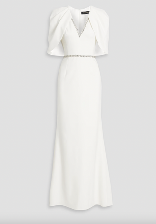 Jenny Packham Cape-Effect Embellished Crepe Bridal Gown