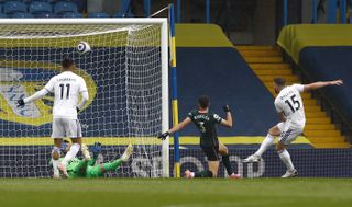 Leeds United's Stuart Dallas scores against Tottenham