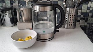 Lemons and glass kettle