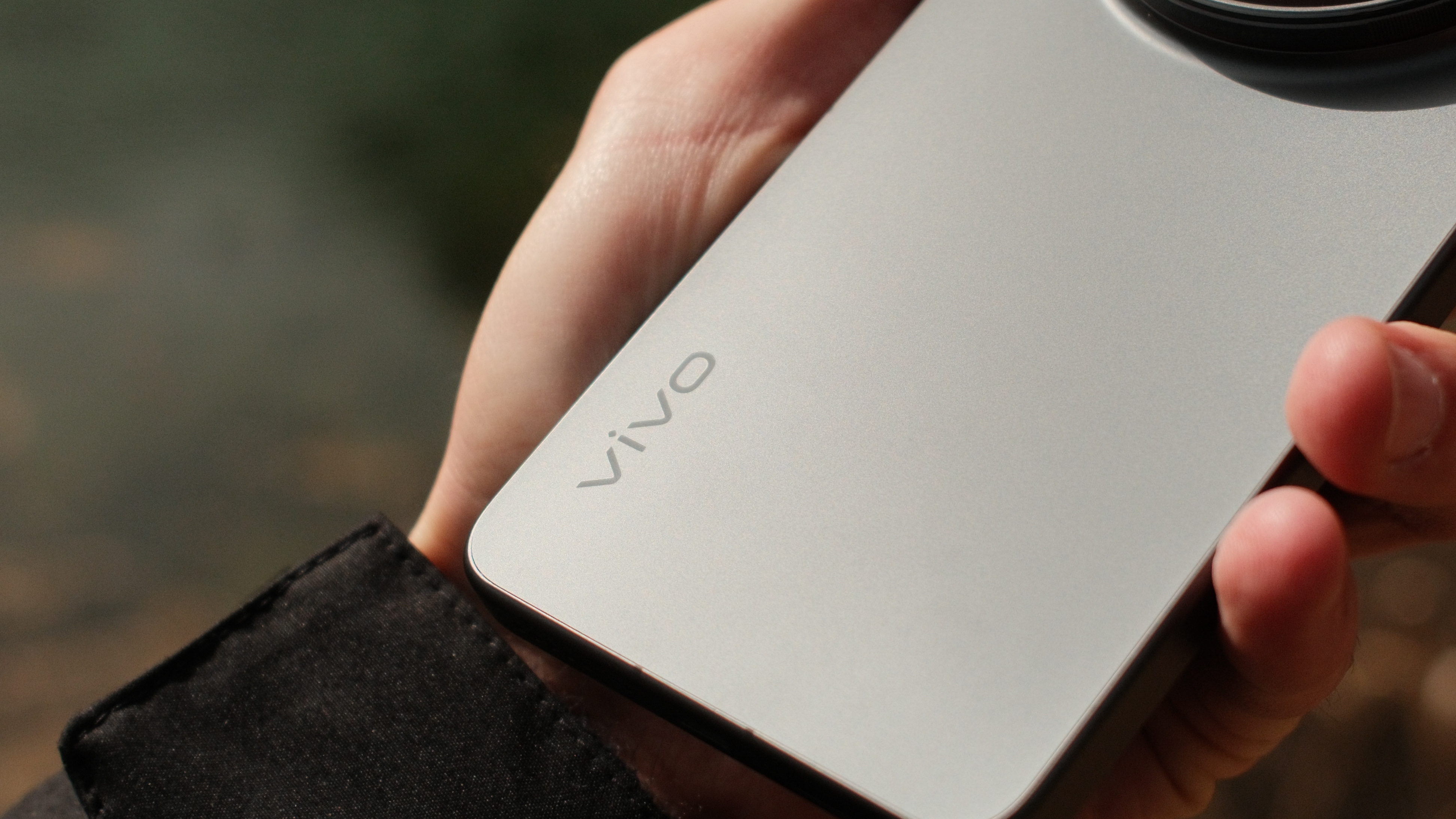 Close-up of the Vivo logo on the back of the X300 Ultra phone