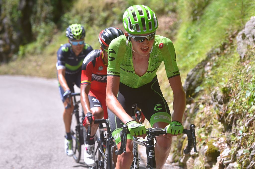 Joe Dombrowski (Cannondale) leading the break