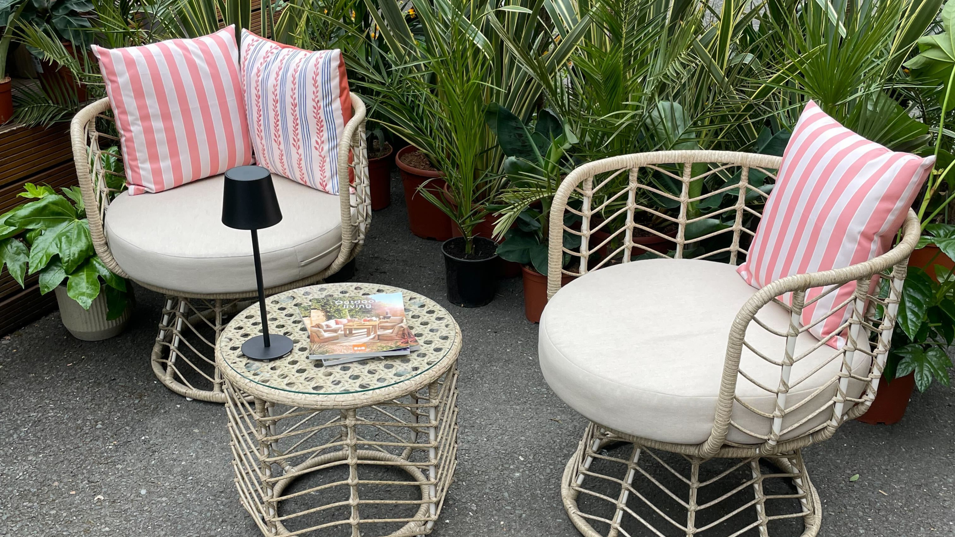 GoodHome Omalos Beige Metal 2 seater Bistro set