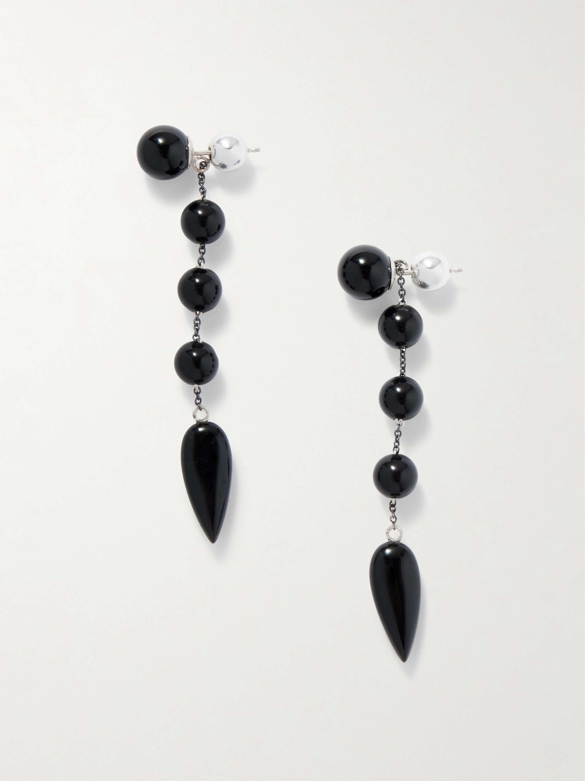 Small Phoenician Silver and Onyx Earrings