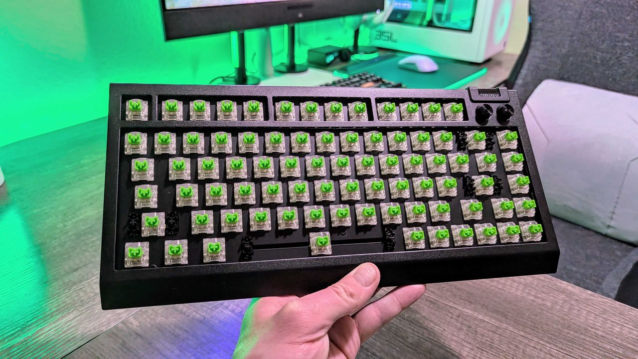 Image of the Razer BlackWidow V4 75% Barebones gaming keyboard.
