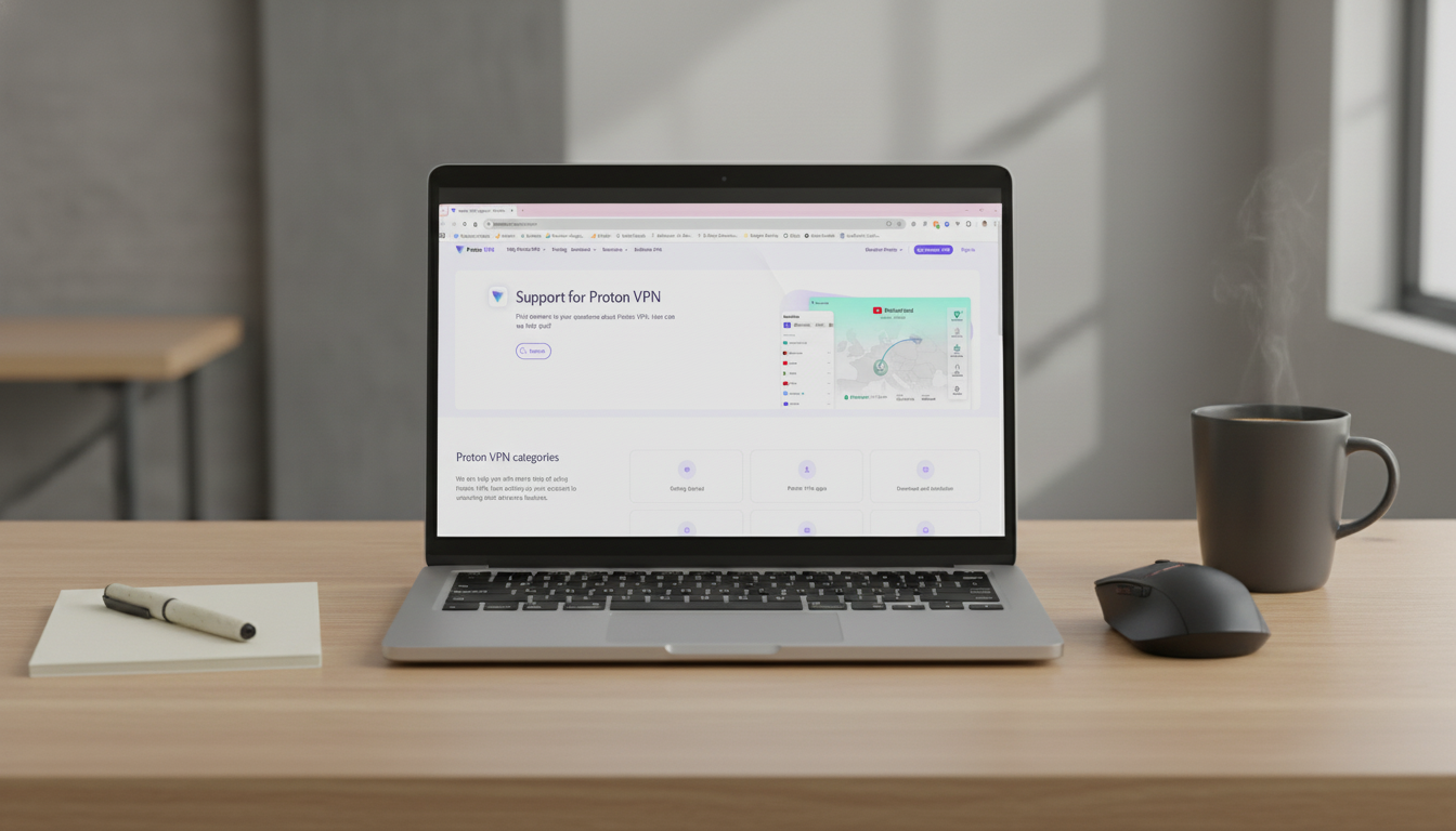 Proton VPN Support site on windows laptop