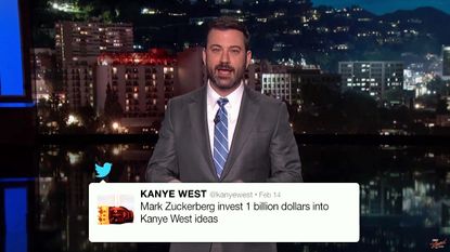 Kanye West tweets out a request for $1 billion. Jimmy Kimmel has a good laugh.
