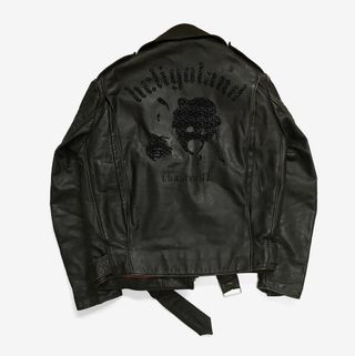 Black leather jacket with black embellishments