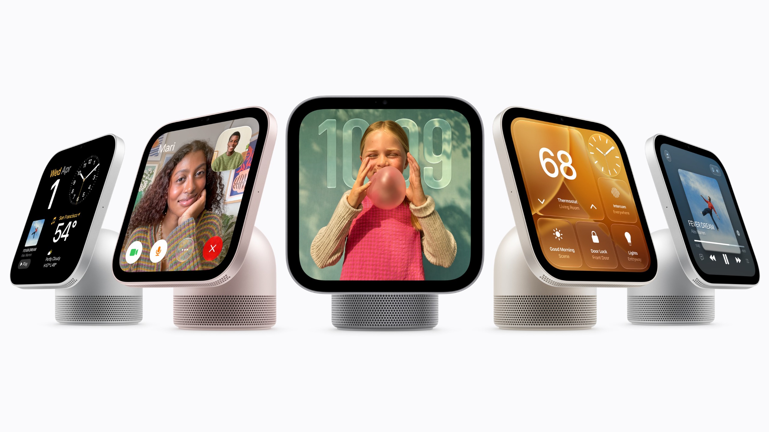 Lineup of Apple Homeview devices in different color shades