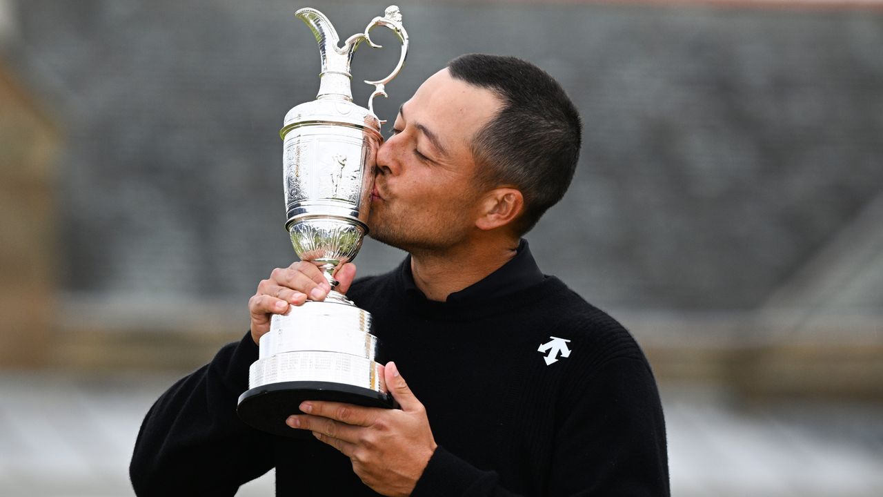 Xander Schauffele with the Claret Jug after his win at The Open