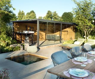 modern outdoor living space with plunge pool by consilium hortus