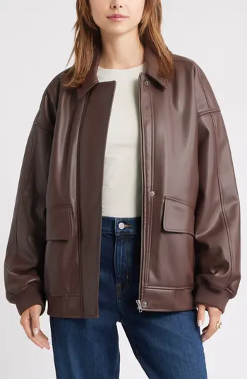Open Edit, Oversize Faux Leather Jacket (Was $149.50)