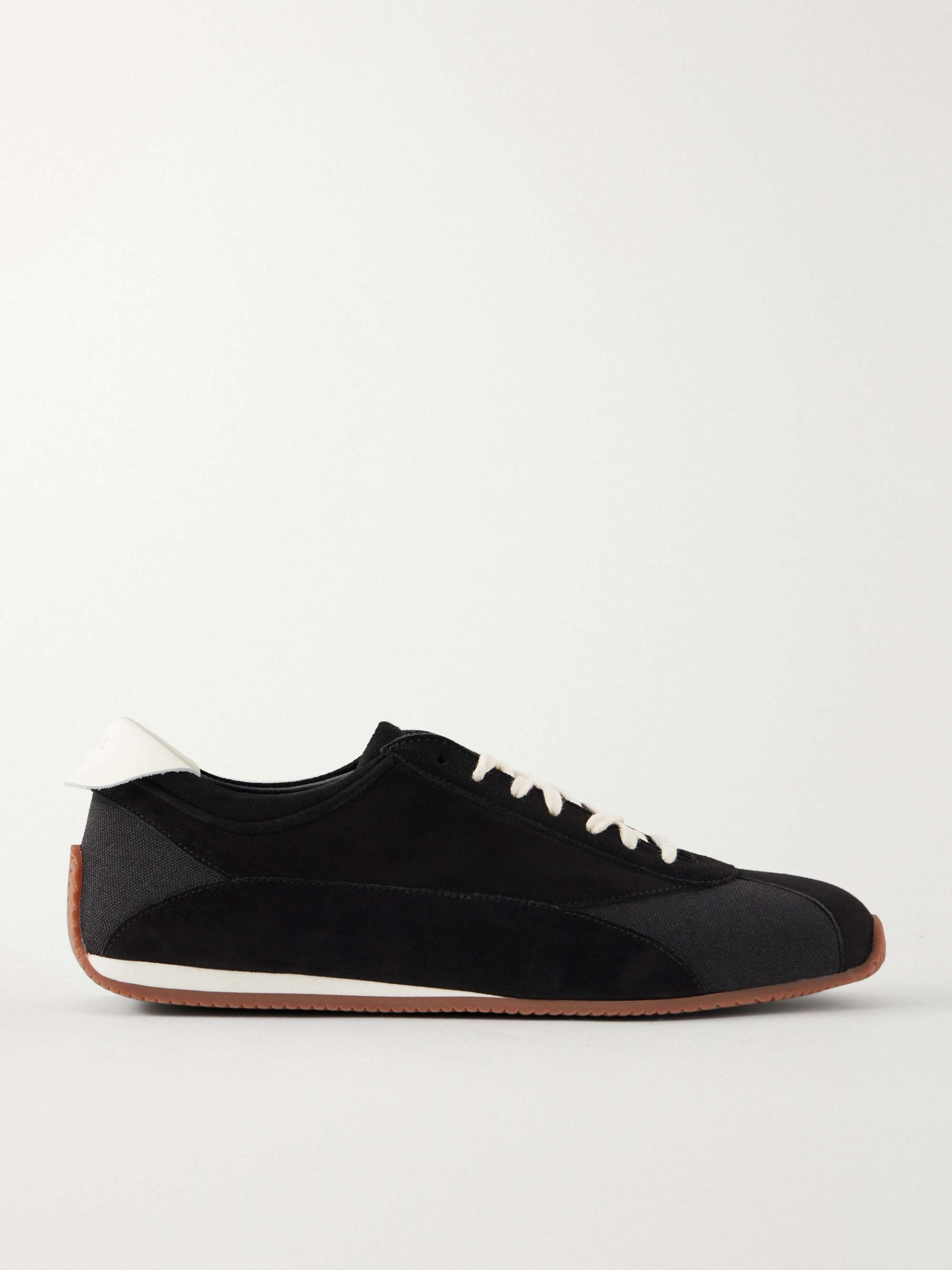 Berenices Leather-Trimmed Suede and Canvas Sneakers
