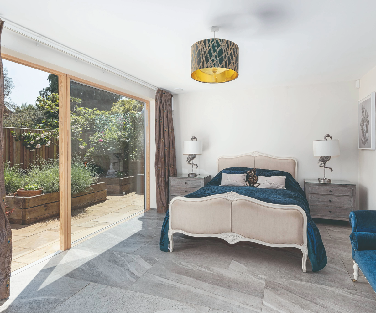 Bedroom with view of the patio garden