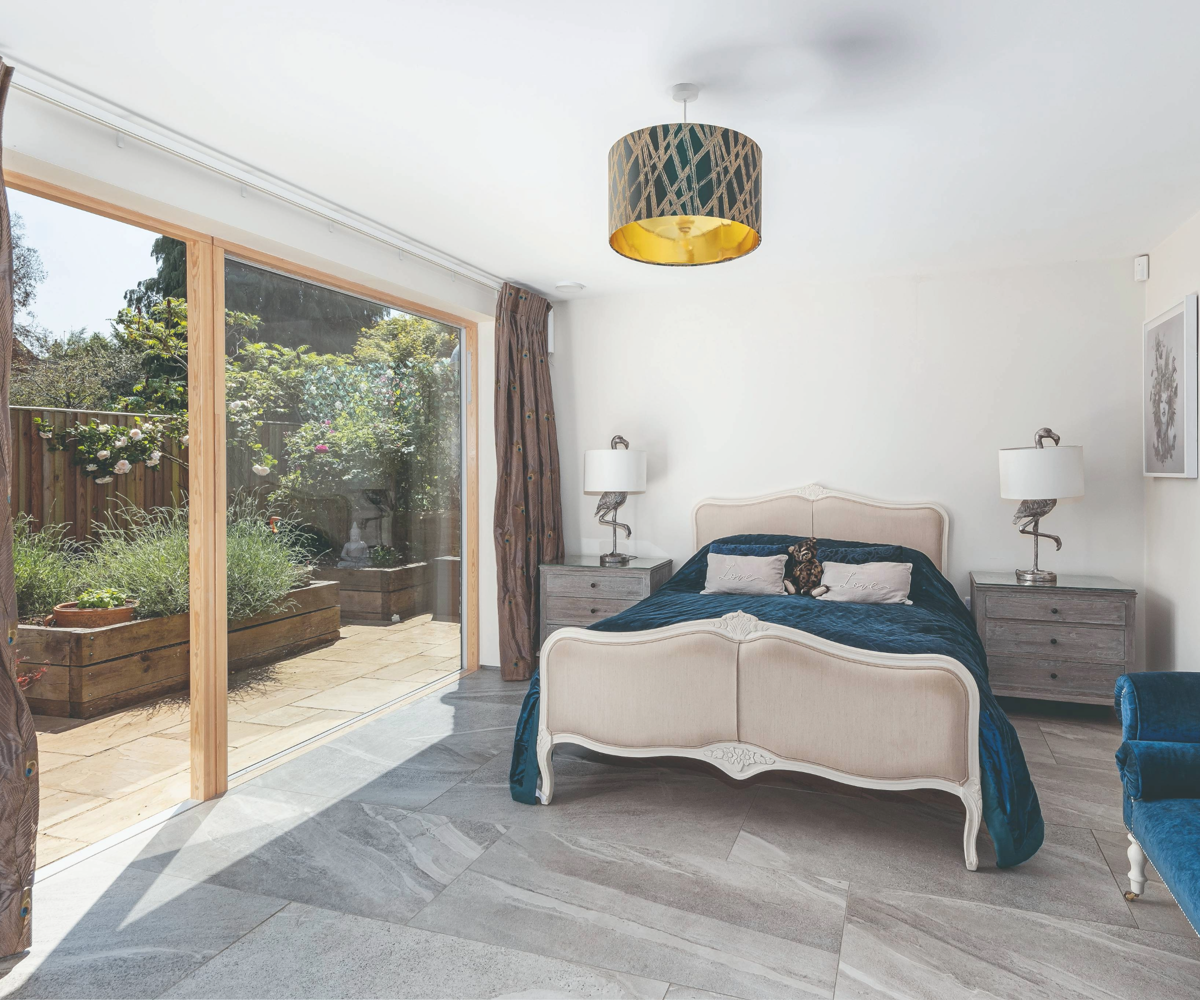 Bedroom with view of the patio garden