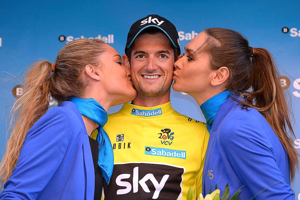 Team Sky's Wout Poels in yellow after the Valencia prologue