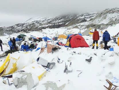 The avalanche aftermath on Mount Everest.