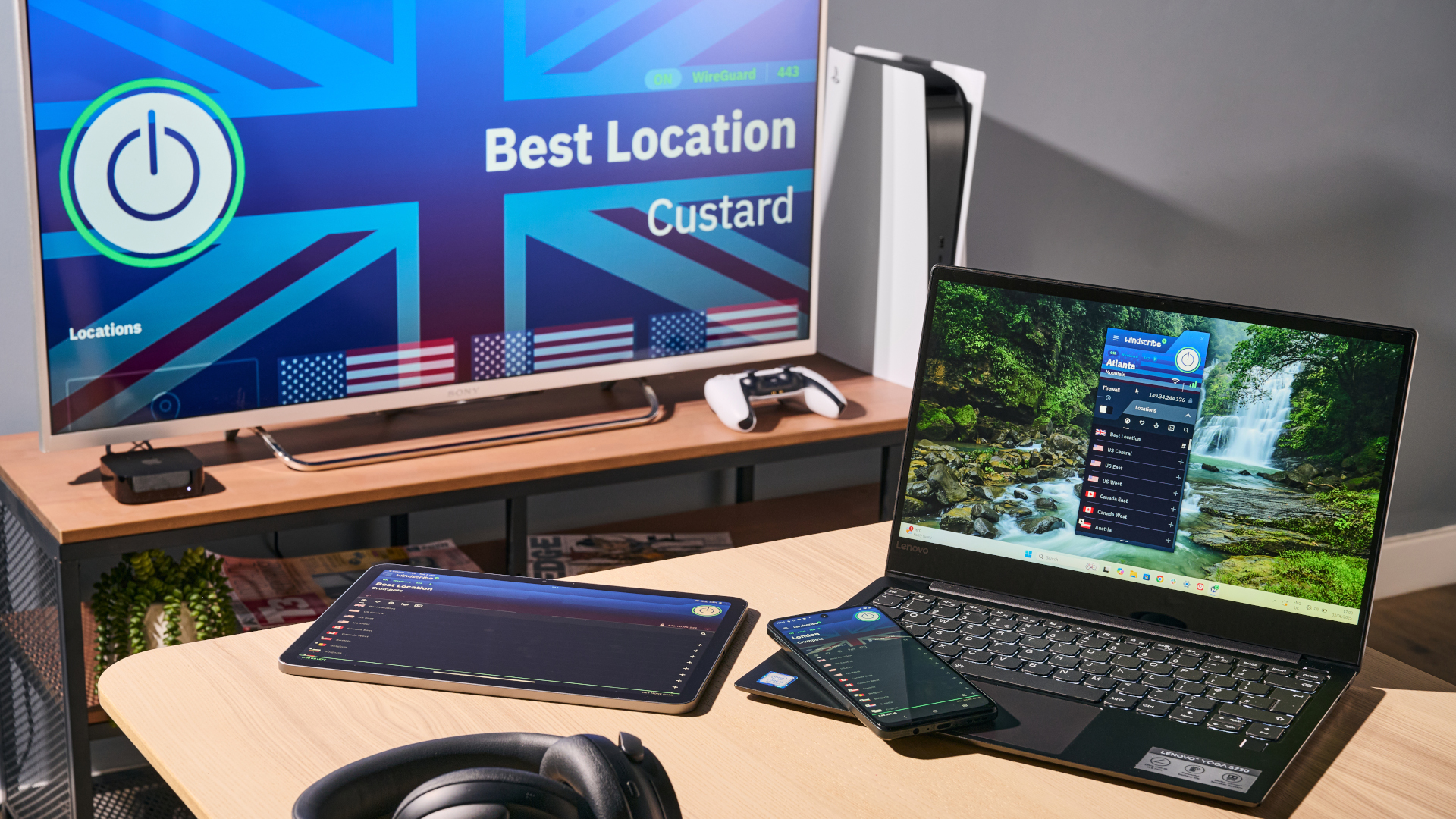 Windscribe VPN apps on a variety of devices