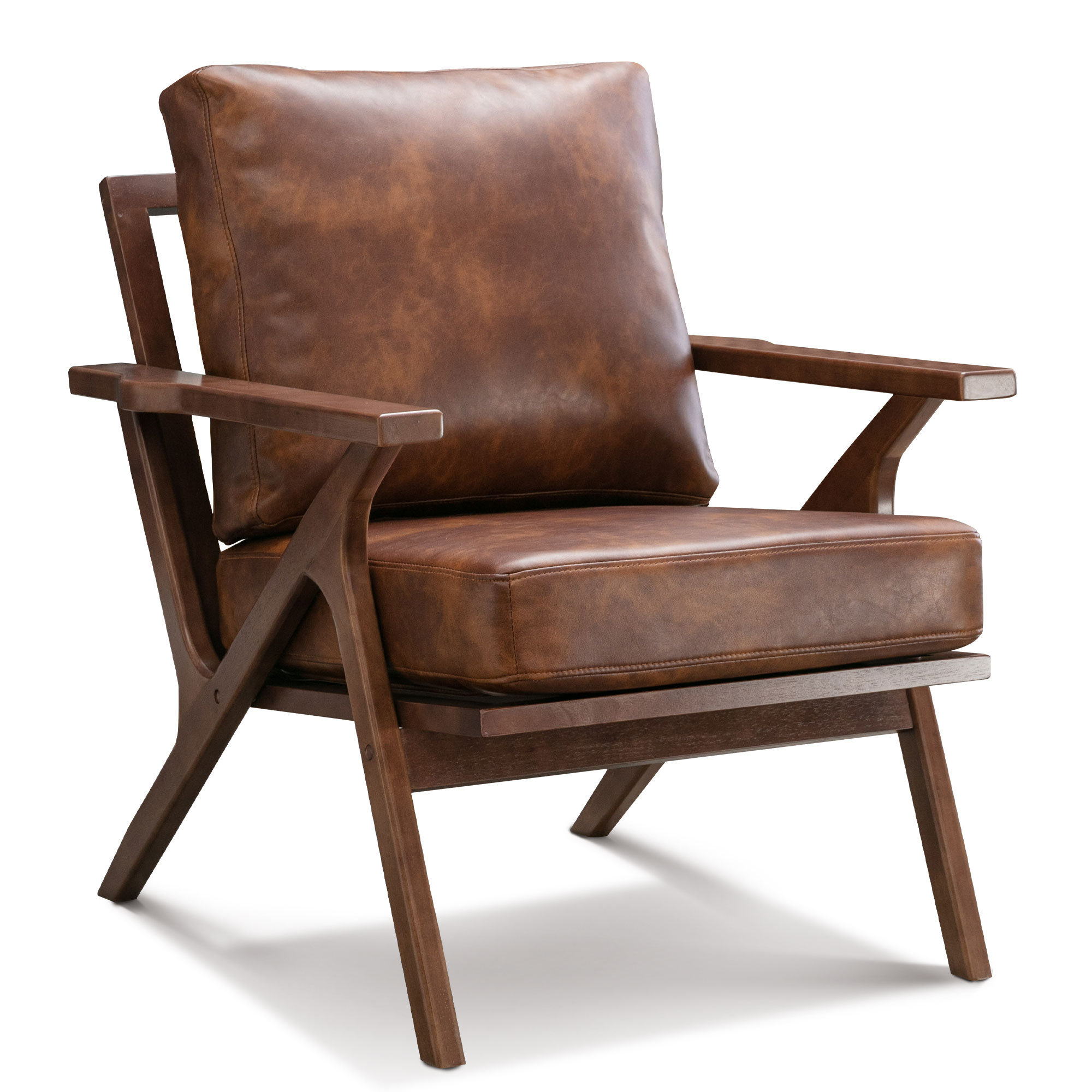 Salma 33" Wide Solid Wood Frame Upholstered Mid Century Modern Retro Accent Chair