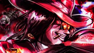 Anime Last Stand update art with a Roblox version of Alucard from Hellsing