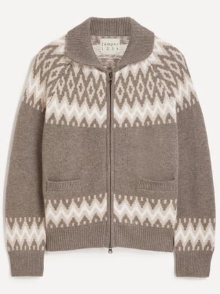 Cashmere Wool Ski Zip-Up Cardigan