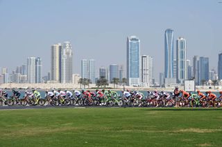 The peloton on stage four of the 2015 Dubai Tour