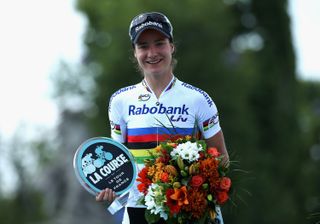 Marianne Vos on the podium of La Course in 2014