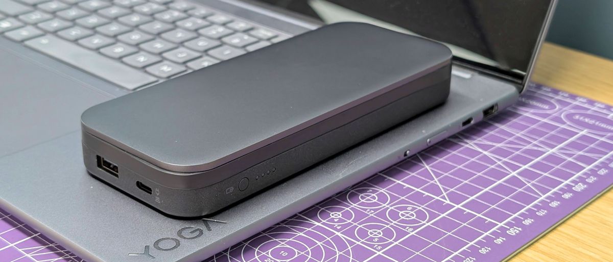 The Lenovo Go USB-C laptop power bank helps tame bag clutter thanks to a built-in cable