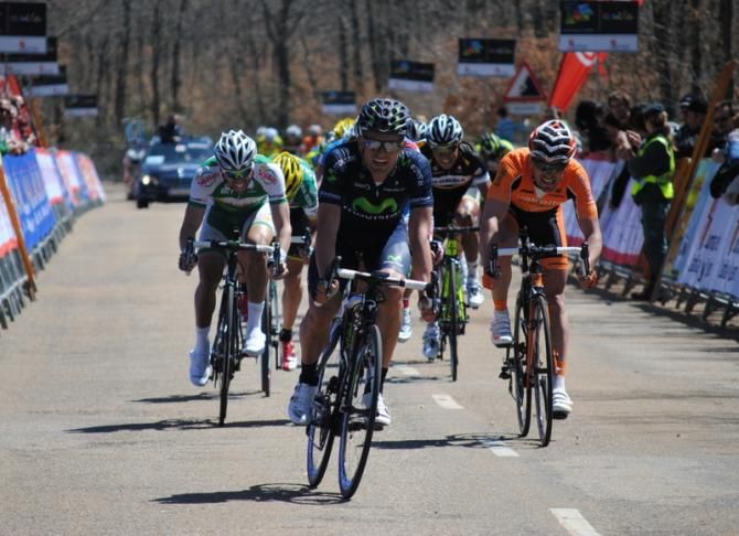 JJ Rojas comes in behind the breakaway, ahead of El Fares and Urtasun
