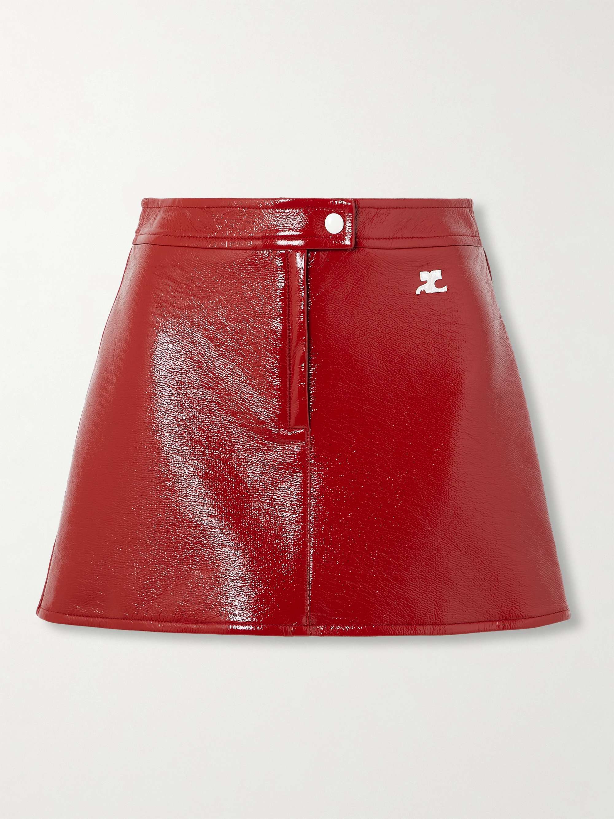 Appliqu&amp;eacute;d Coated Cotton-Blend Mini Skirt