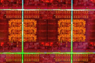 A macro shot of an Intel processor