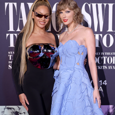 Beyoncé Knowles-Carter and Taylor Swift attend the "Taylor Swift: The Eras Tour" Concert Movie World Premiere at AMC The Grove 14 on October 11, 2023 in Los Angeles, California