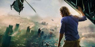 Brad Pitt watching the world burn in World War Z poster