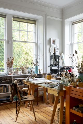 handmade in Britain home studio of designer Angie Lewin